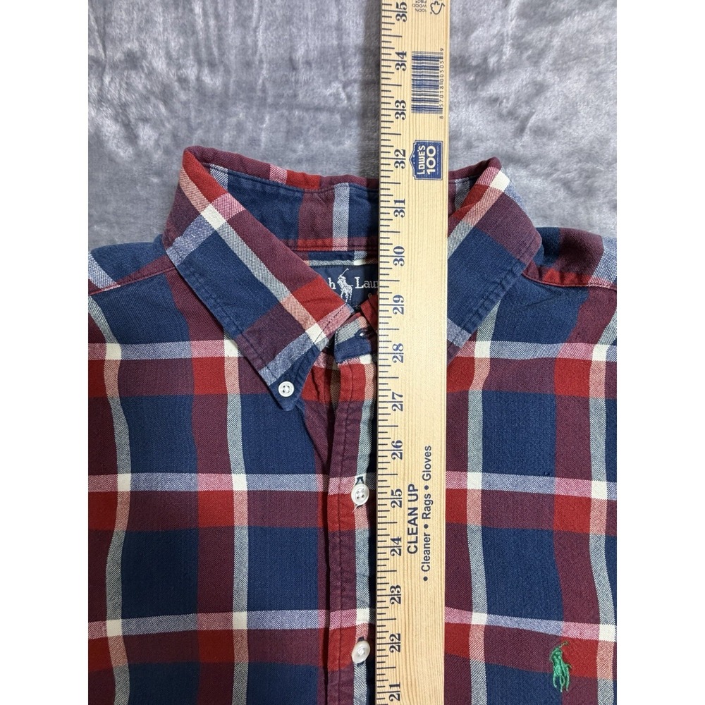 Ralph Lauren Long Sleeve Button Down Blaire Red/Navy Plaid W/Green Pony Size L - Picture 6 of 8
